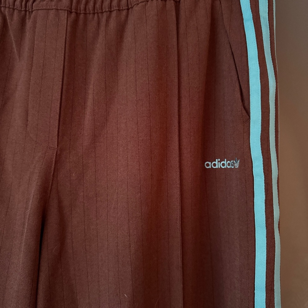 adidas Brown Trousers with Robin Blue Stripes